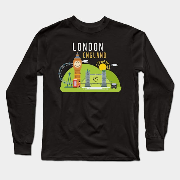 I Love London T-Shirt England Lovers Souvenir Tourist Gift Long Sleeve T-Shirt by kaza191